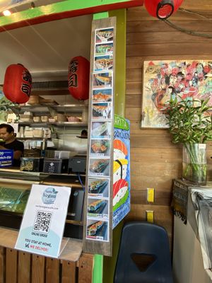 Part of the sushi menu by the sushi bar  at Sushi Vegan in Santa Monica