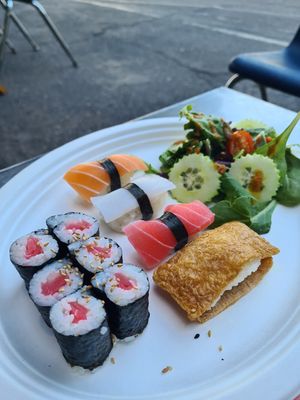 A bit of everything, mock fish at Sushi Vegan in Santa Monica