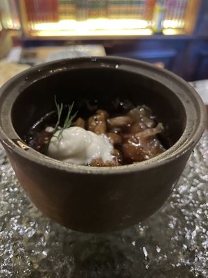 Tasty soup course  at Omakaseed in New York City