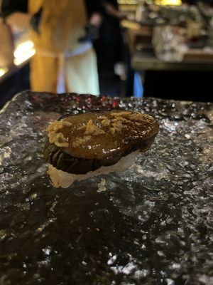 The finished burned thingy (course 7)  at Omakaseed in New York City