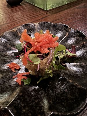 Edamame pani puri  at Omakaseed in New York City
