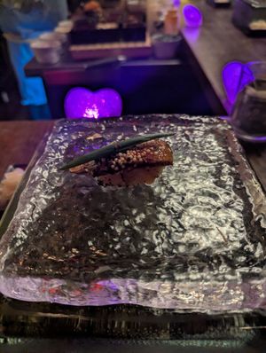 Eggplant "salmon* dupe at Omakaseed in New York City