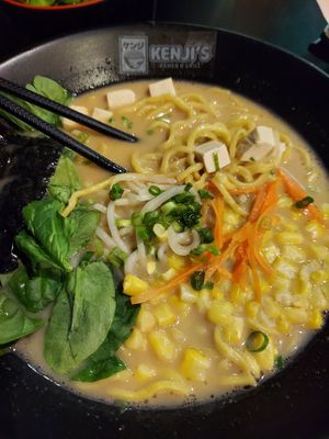 BYO Ramen Bowl (miso broth, tofu, seaweed, spinach) at Kenji's Ramen & Grill in Vancouver