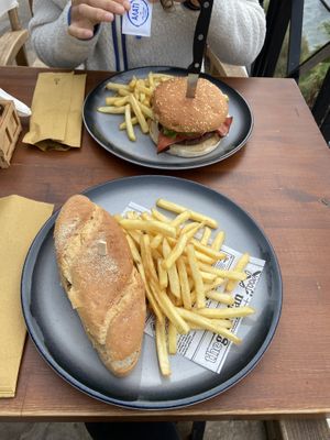  Plant based burger and hotdog with fries  at Ambiance in Kalymnos