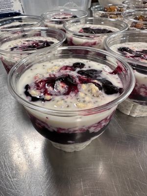 Gluten-Free Oats and Chia Pudding with Blueberry Compote at DelecTable by Zarla Jane in Scarborough