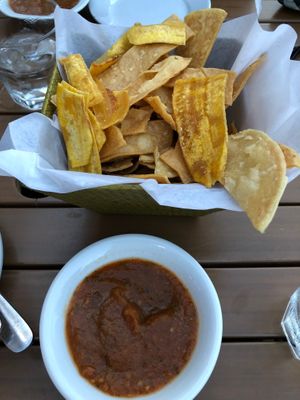 Corn and plantain chips and salsa  at Table Mesa Bistro in Bentonville
