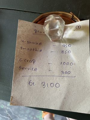 Our bill  at Cappuccino Bistro in Sigiriya