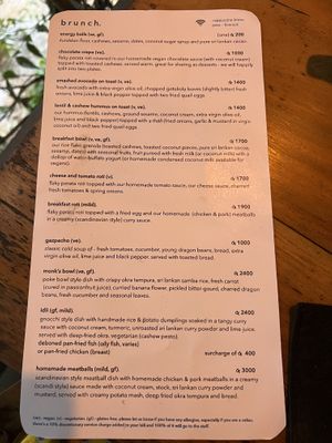 Menu  at Cappuccino Bistro in Sigiriya