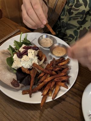 The seitan gyro. Another good choice.  at Trumpet Blossom Cafe in Iowa City