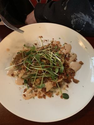 I believe the pancakes made from potatoes... at Trumpet Blossom Cafe in Iowa City