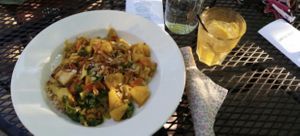 Lovely bowls and outdoor seating  at Trumpet Blossom Cafe in Iowa City