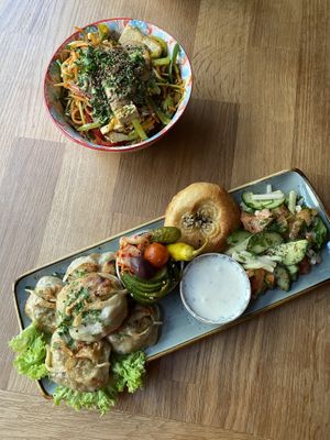 Noodles and fried plate   at Dervish in Berlin