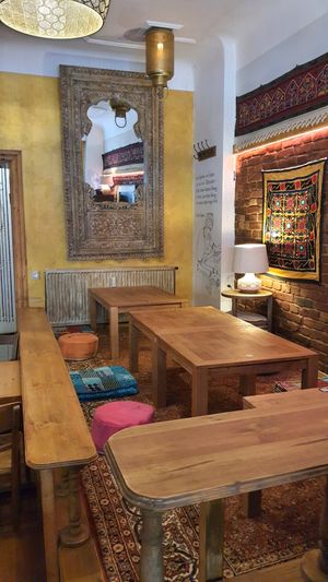 Interior of restaurant - seating at Dervish in Berlin