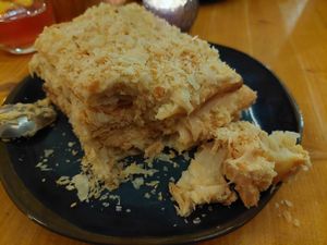 Puff pastry with vanilla sauce. at Dervish in Berlin