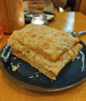 Puff pastry with vanilla sauce. at Dervish in Berlin