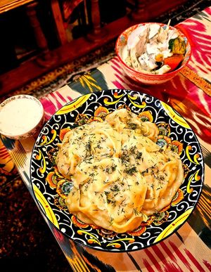 Steamed pumpkin manti plate at Dervish in Berlin