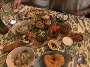 The fry bread was the only disappointment because it was cold and hard but everything else was delicious.  at Dervish in Berlin