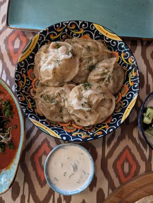 Steamed manti plate at Dervish in Berlin