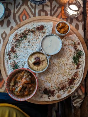 Qutab plate and dips at Dervish in Berlin