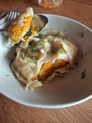 Single Manti with Pumpkin at Dervish in Berlin