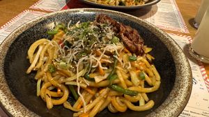 yakiudon + beyond meat niku nashi  at MoschMosch in Mainz