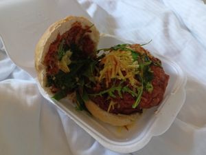 Double What the cluck vegan burger 🤤 at Boom Tingz Burgerz in Great Torrington