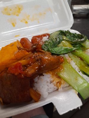 Mixed veggies and mock meat at Vinh An Chay in Ho Chi Minh City