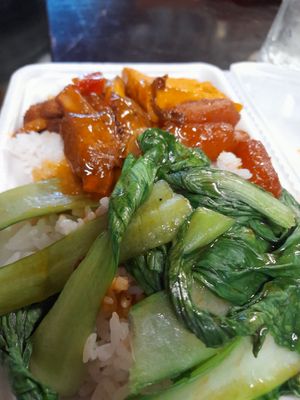 Mixed veggies and mock meat at Vinh An Chay in Ho Chi Minh City