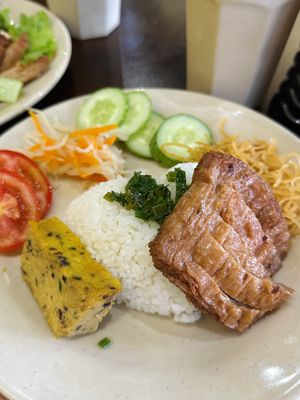 Vegan broken rice full topping  at Vinh An Chay in Ho Chi Minh City