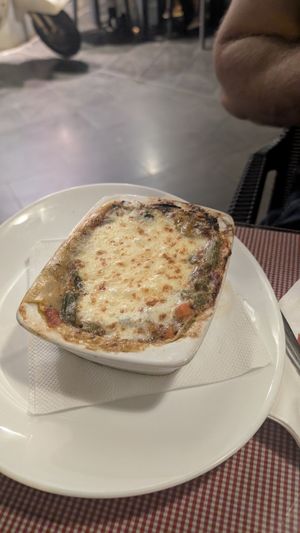 Vegan lasagna at Luigi's in Grand Baie