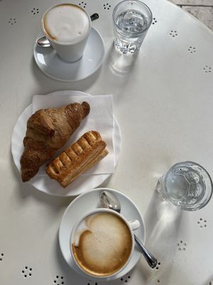 Vegan cappuccino and sweets  at Sorelle Fontebasso Patisserie in Pescara