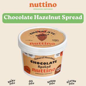 A creamy, chocolatey delight made from premium hazelnuts with a healthy twist, this smooth, velvety spread contains no oils, no added sugar, no additives. Delicious! at Nuttino in Dubai