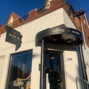 The outside. Next to Lansdowne station    at Nofa's Coffee in Toronto
