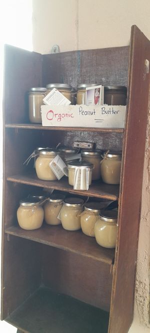 Homemade organic peanut butter, cashew nut butter, tahini at Borderline in Mae Sot