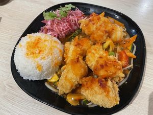 Vegan shrimp with sweet and sour vegetables   at VEGE Kitchen in Warsaw
