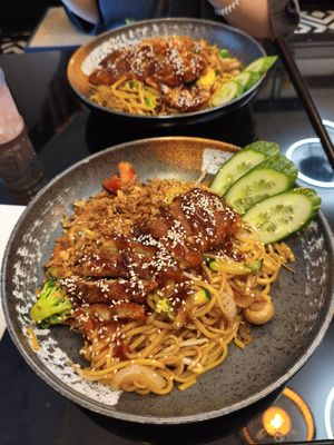 Na zdjęciu makaron z Seitan Duck. at VEGE Kitchen in Warsaw