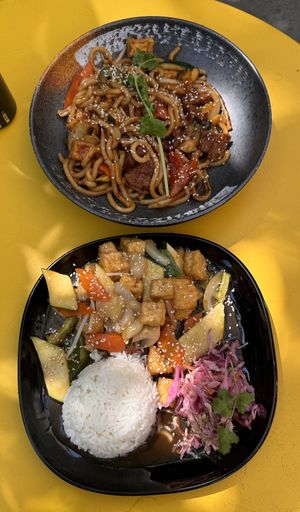 Udon // Rice with teriyaki tofu  at VEGE Kitchen in Warsaw