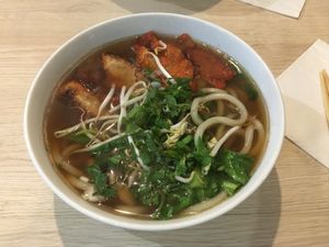 Udon with seitan char siu  at VEGE Kitchen in Warsaw