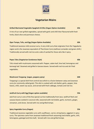 Menu  at Yabbiekayu in Yogyakarta