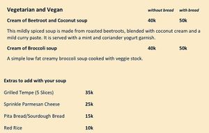 Menu  at Yabbiekayu in Yogyakarta