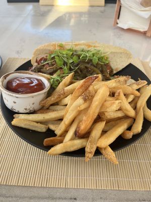 Vegan hot dog  at Boozehounds in Palm Springs