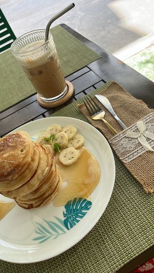 Banana oat pancakes (note, the topping is honey so for fully vegan ask for without)   at Sweet Secret in Nha Trang