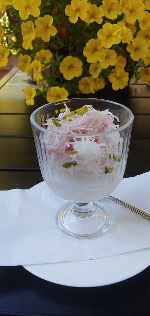Falodeh (Persian Frozen Noodle Dessert) at Celeshmet in Vancouver