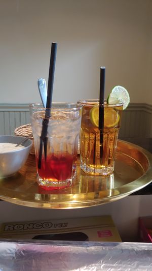 Strawberry Sherbet and Iced Tea at Celeshmet in Vancouver