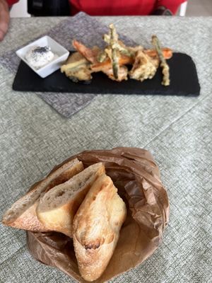 Fried veggies and bread (gluten free bread not available)  at Contorni e Dintorni in Rivoli