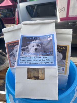 Precious Puch Veggie Blueberry Carrot Treats ($7)  at Downtown Farmers' Market in San Leandro