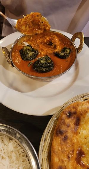 Had vegan Shaam savera. 
Yum yum yum  at The Klay Oven Restaurant in Teneriffe