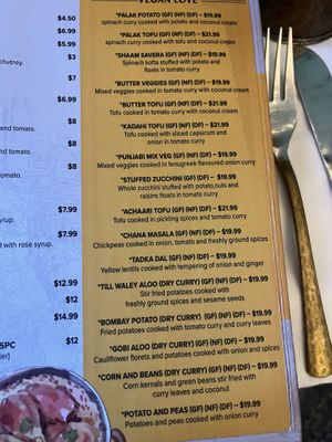 Vegan mains   at The Klay Oven Restaurant in Teneriffe