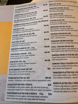 Starters  at The Klay Oven Restaurant in Teneriffe