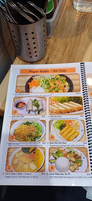 Vegan page of menu at Pho Gia Hoi in Haymarket